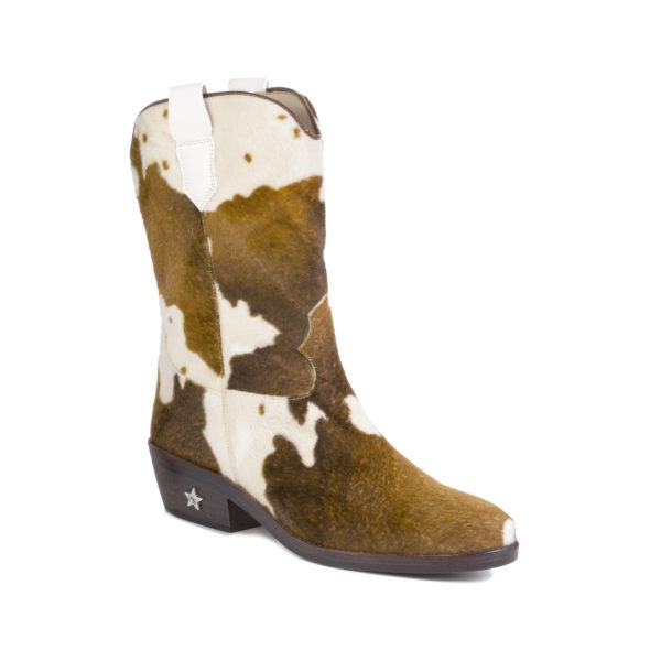Stivali country da donna: Stivale stile Camperos in tessuto stampa mucca
