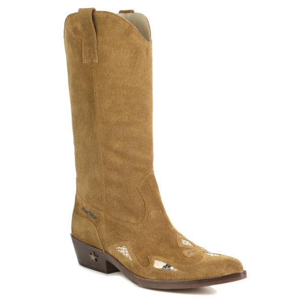 Stivali Country da donna: Stivale alto in camoscio marrone