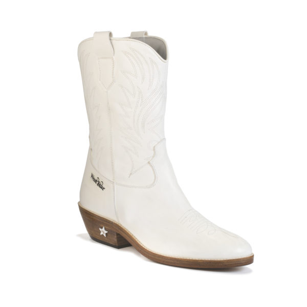 Stivali Country da donna: Stivale stile camperos in pelle bianca