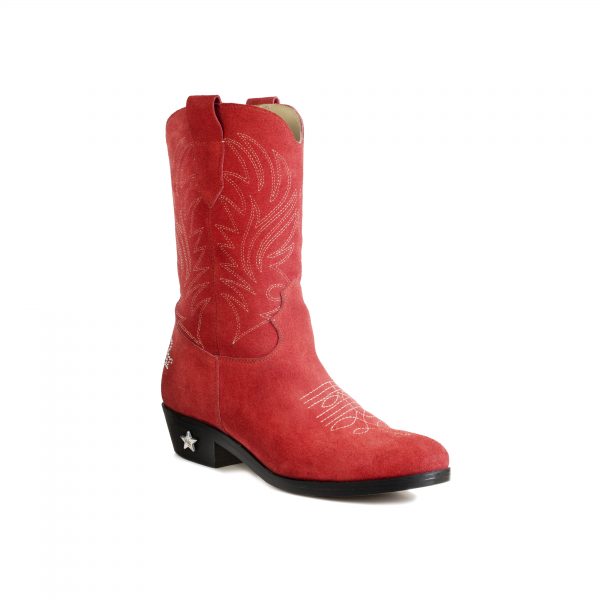 Stivale Country da donna: Stivale in camoscio rosso