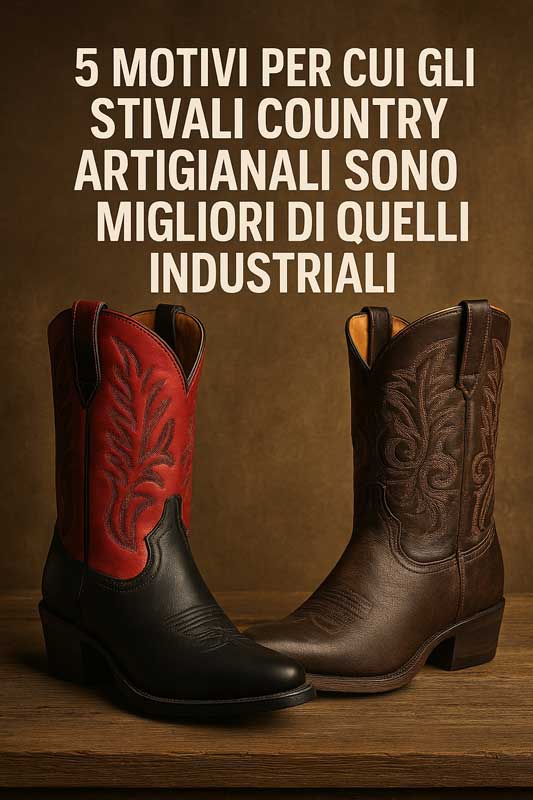 Confronto tra un paio di stivali country artigianali e un paio di stivali country industriali